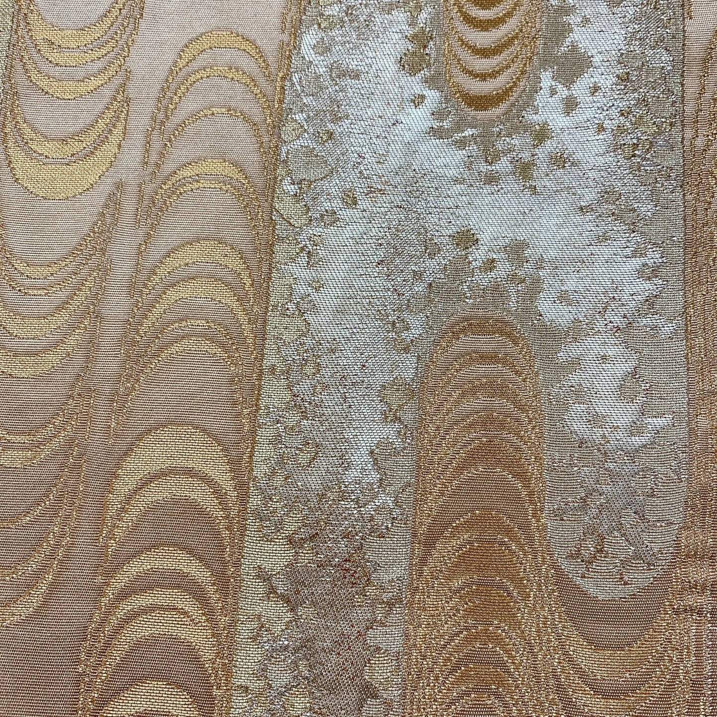 6321# Japanese Vintage Fukuro Obi Belt Kimono Fabric Silk Traditional Gold