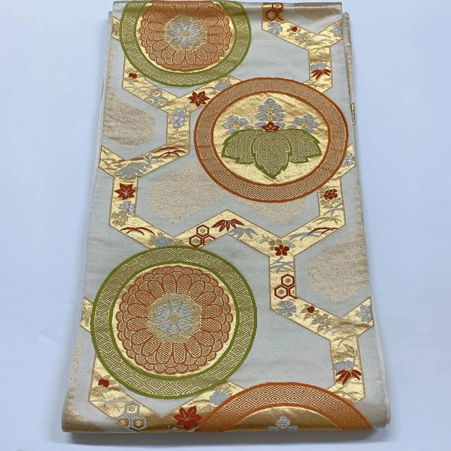 6320# Japanese Vintage Fukuro Obi Belt Kimono Fabric Silk Traditional