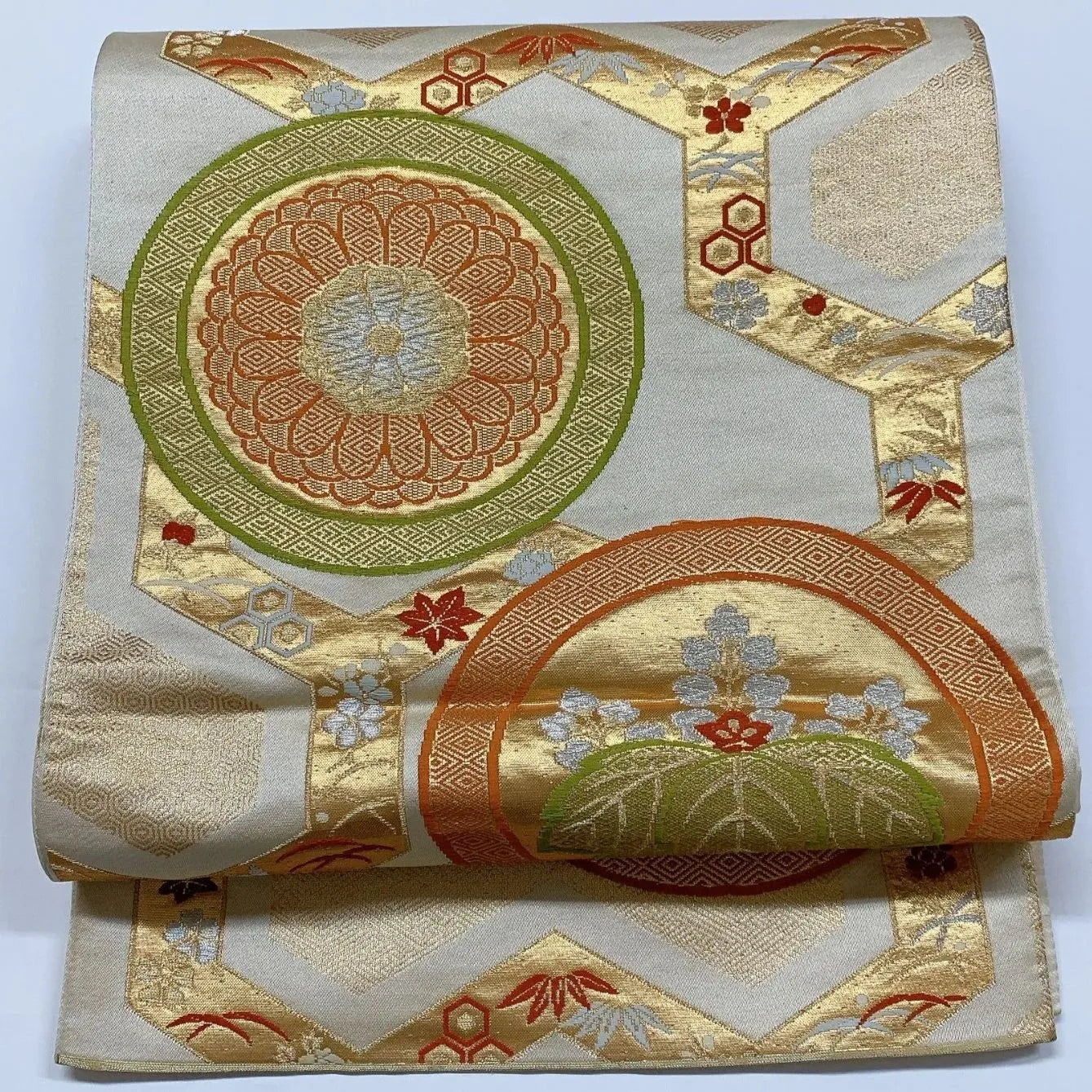 6320# Japanese Vintage Fukuro Obi Belt Kimono Fabric Silk Traditional