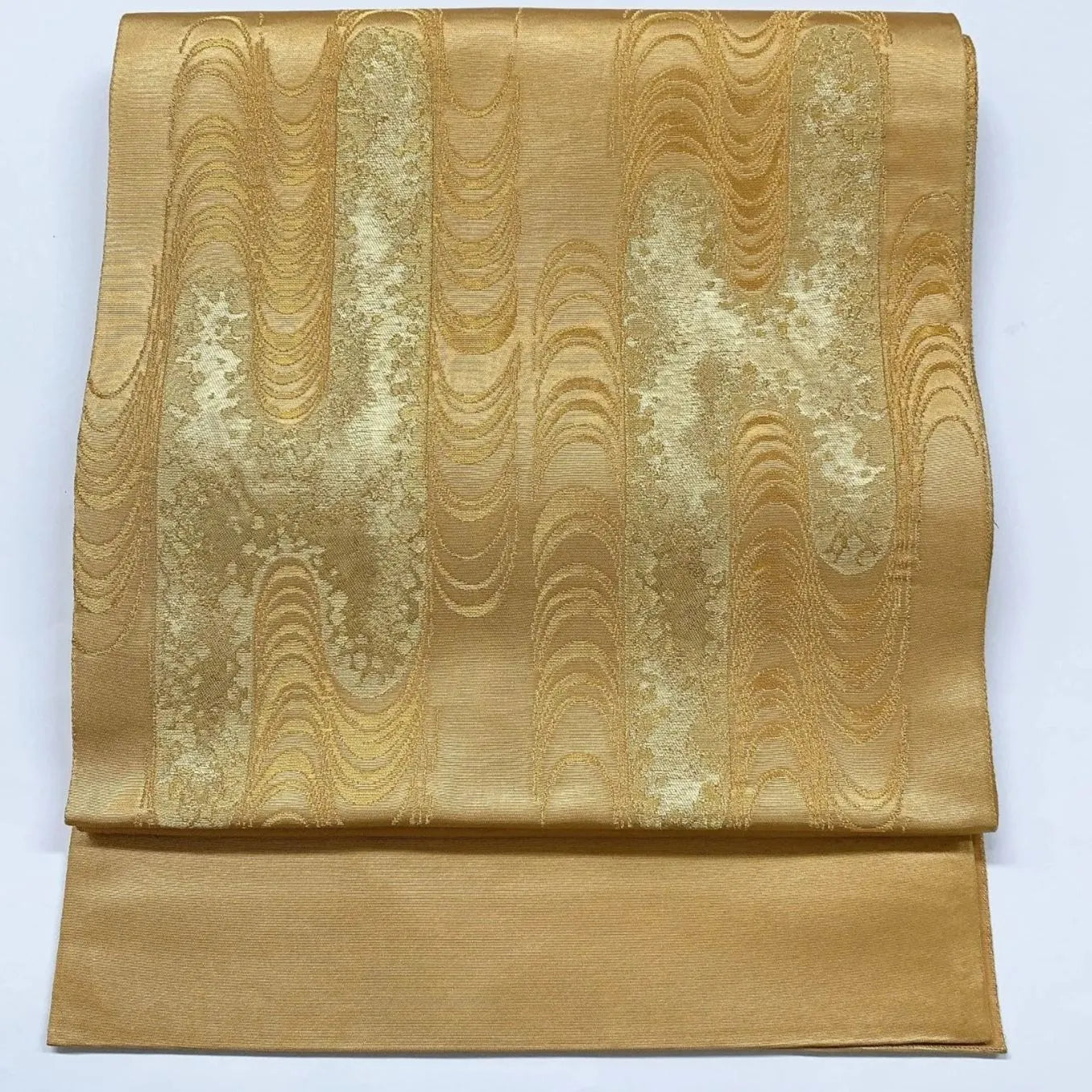 6321# Japanese Vintage Fukuro Obi Belt Kimono Fabric Silk Traditional Gold