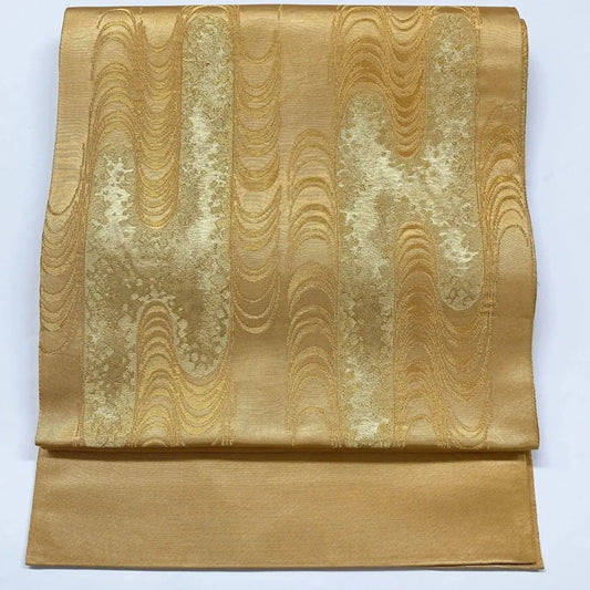 6321# Japanese Vintage Fukuro Obi Belt Kimono Fabric Silk Traditional Gold