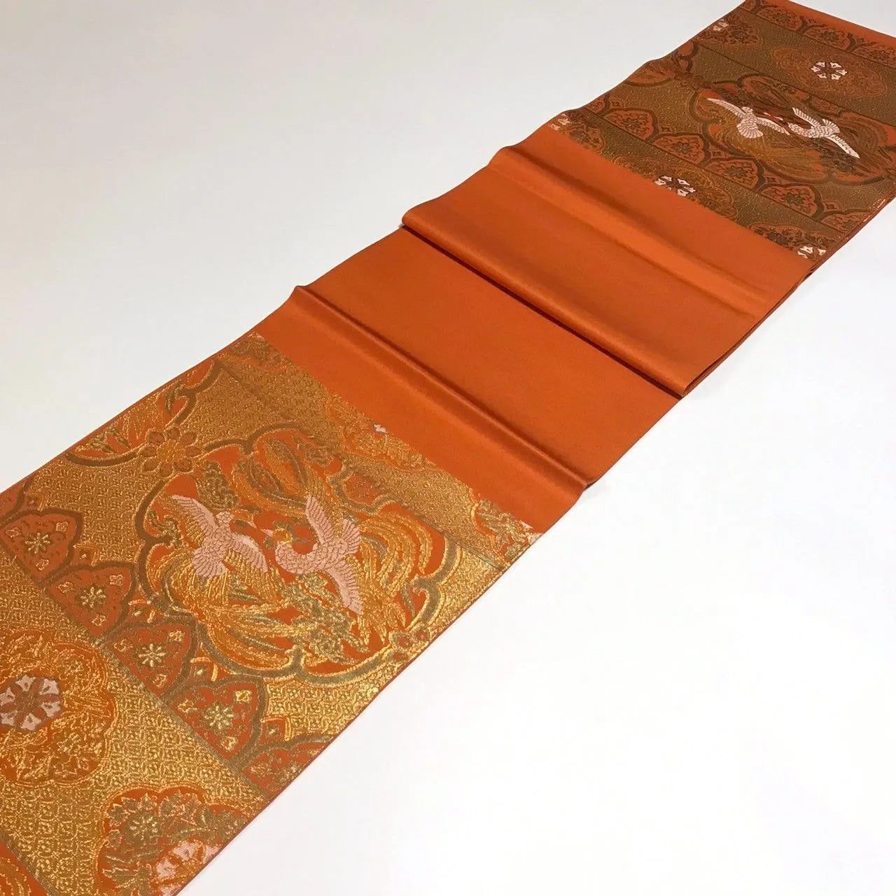 6332# Japanese Vintage Fukuro Obi Belt Kimono Fabric Silk Traditional Gold