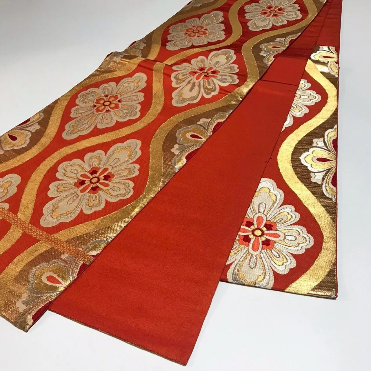 6333# Japanese Vintage Fukuro Obi Belt Kimono Fabric Silk Traditional