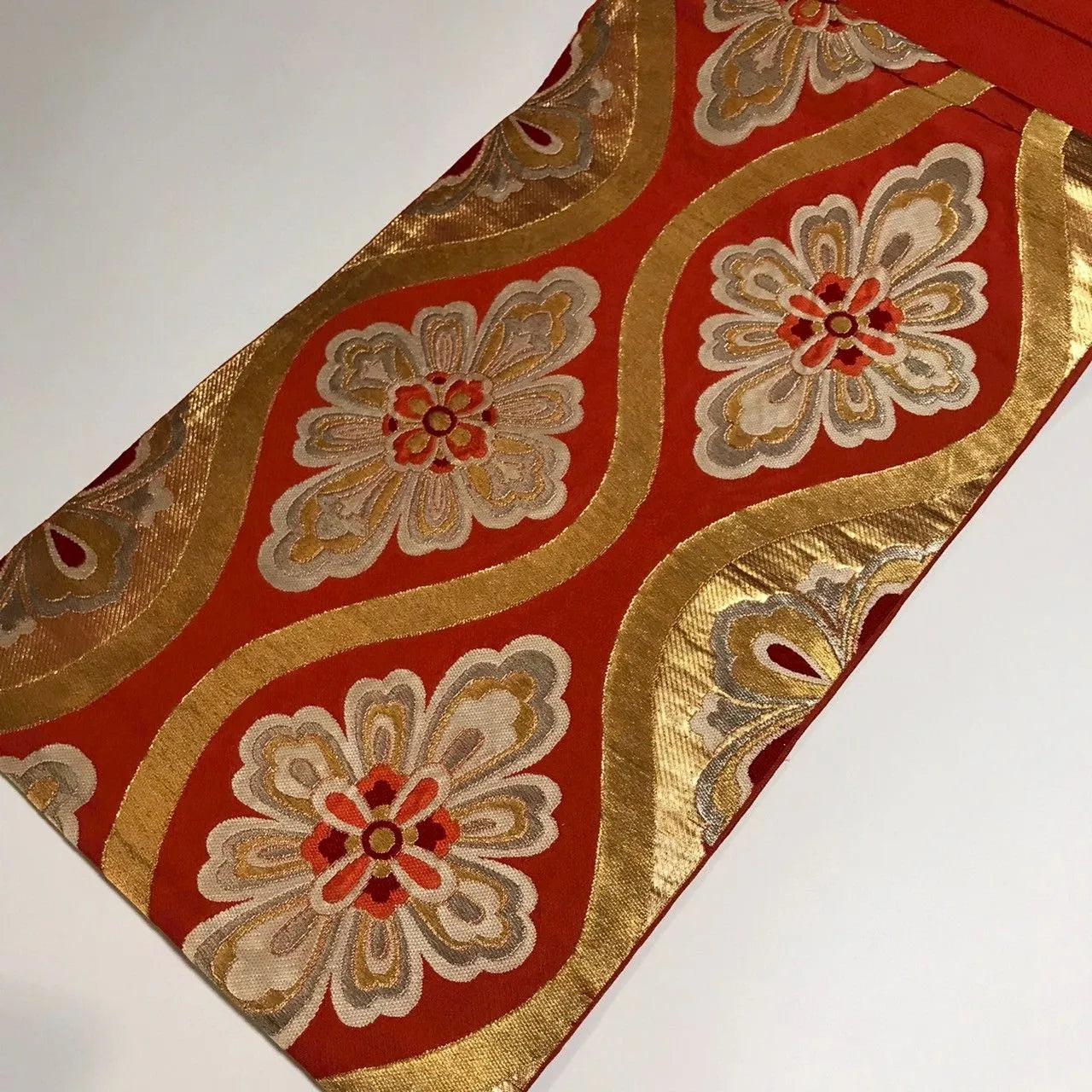 6333# Japanese Vintage Fukuro Obi Belt Kimono Fabric Silk Traditional