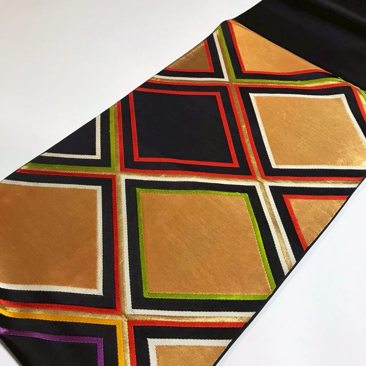 6337# Japanese Vintage Fukuro Obi Belt Kimono Fabric Silk Traditional Black