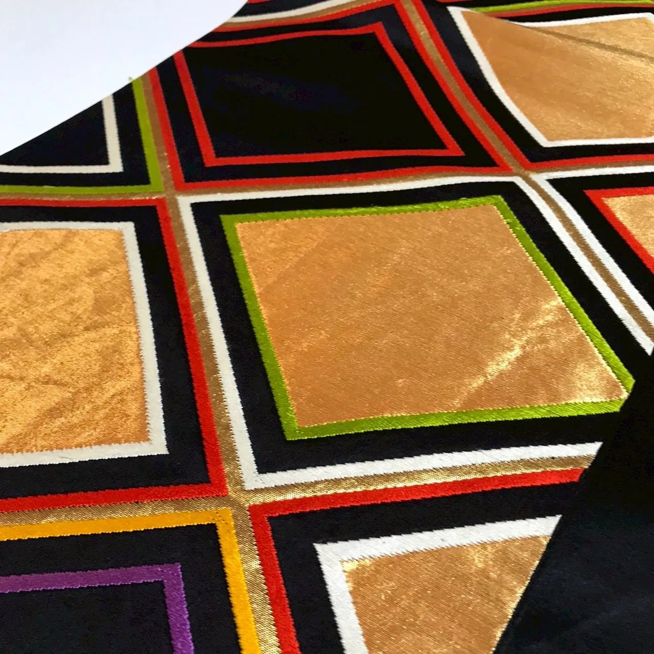 6337# Japanese Vintage Fukuro Obi Belt Kimono Fabric Silk Traditional Black