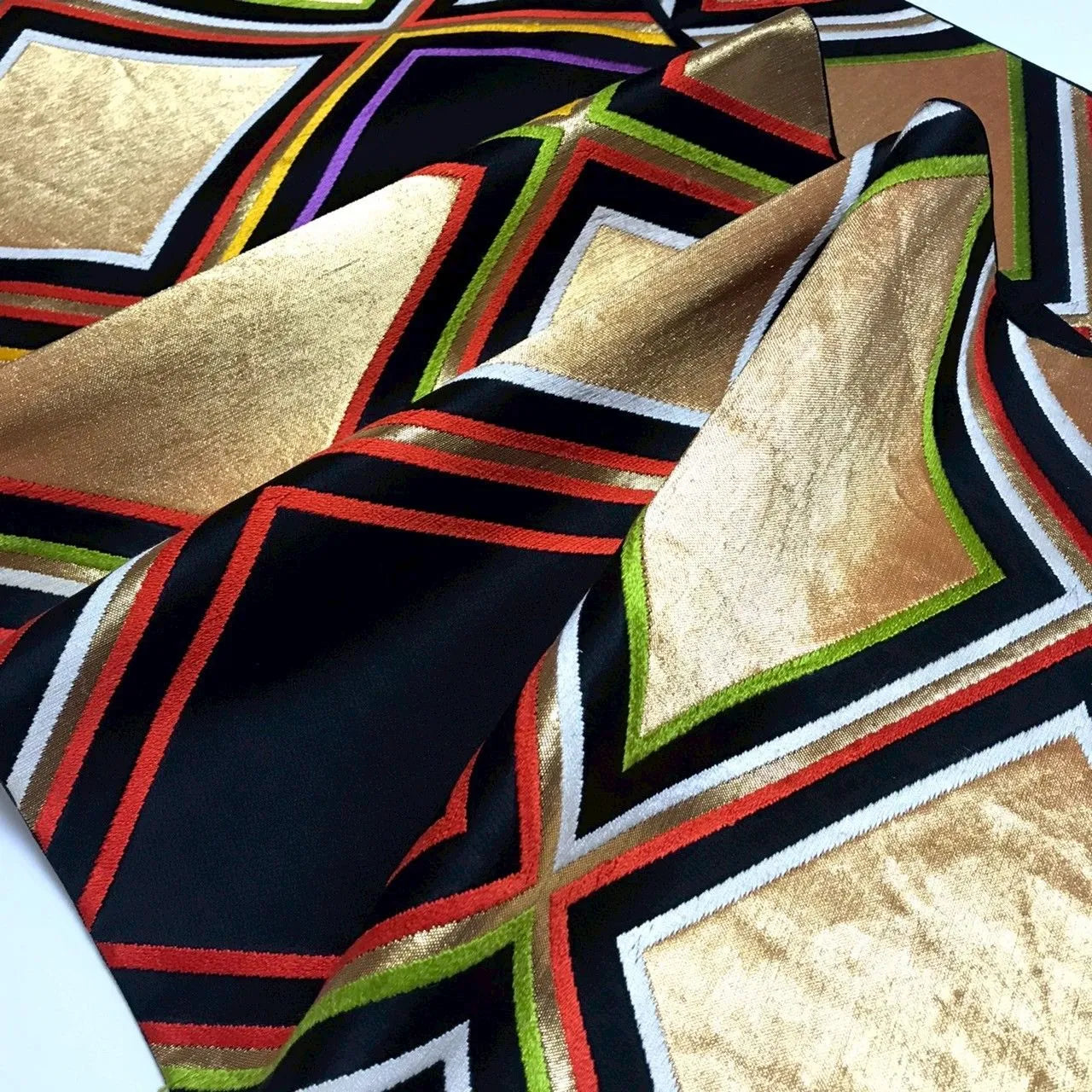 6337# Japanese Vintage Fukuro Obi Belt Kimono Fabric Silk Traditional Black