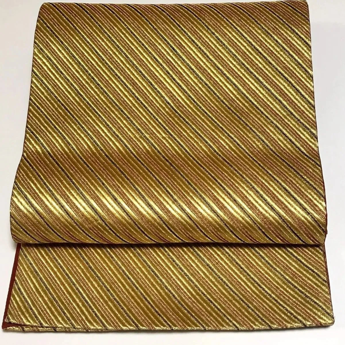 6331# Japanese Vintage Fukuro Obi Belt Kimono Fabric Silk Traditional Gold