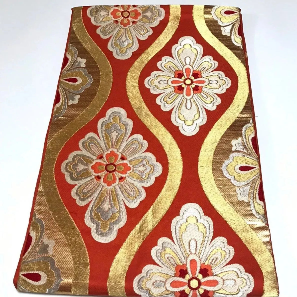 6333# Japanese Vintage Fukuro Obi Belt Kimono Fabric Silk Traditional