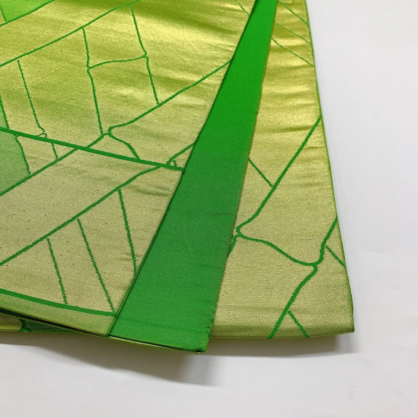 6344# Japanese Vintage Fukuro Obi Belt Kimono Fabric Silk Traditional Green