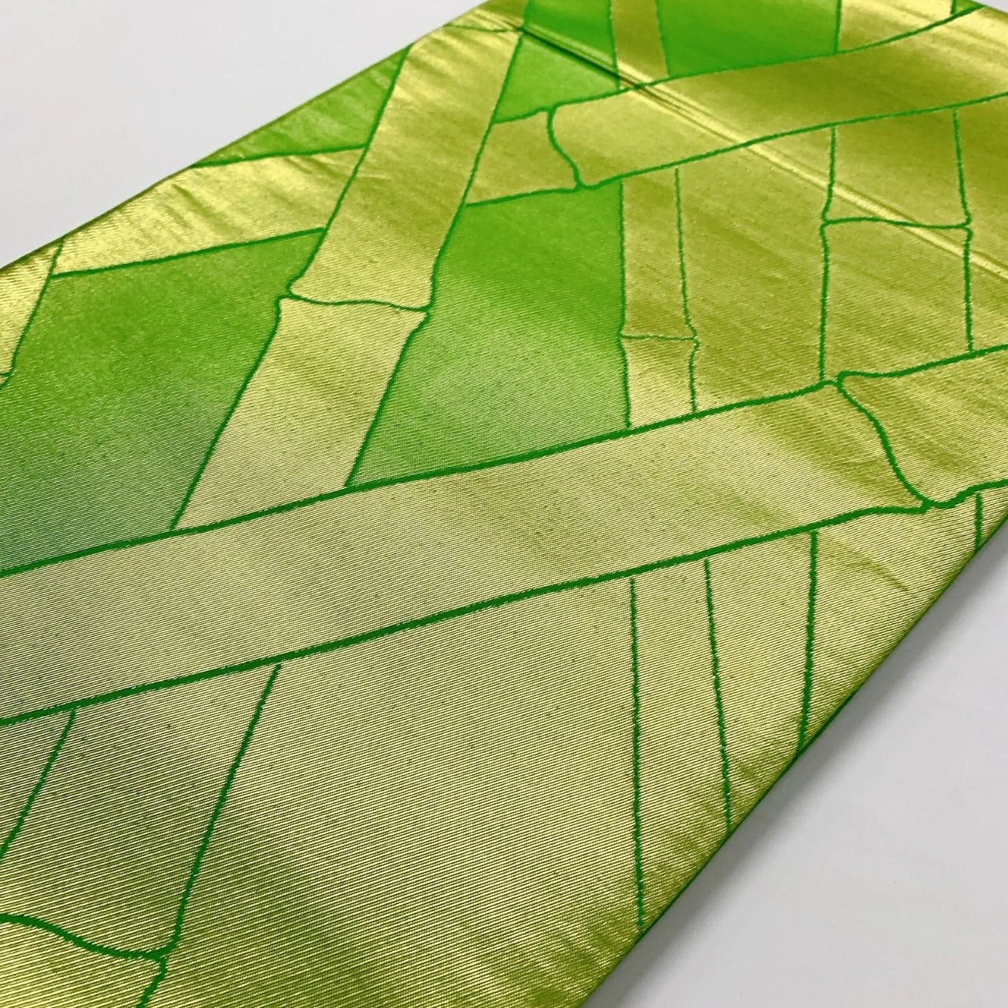 6344# Japanese Vintage Fukuro Obi Belt Kimono Fabric Silk Traditional Green