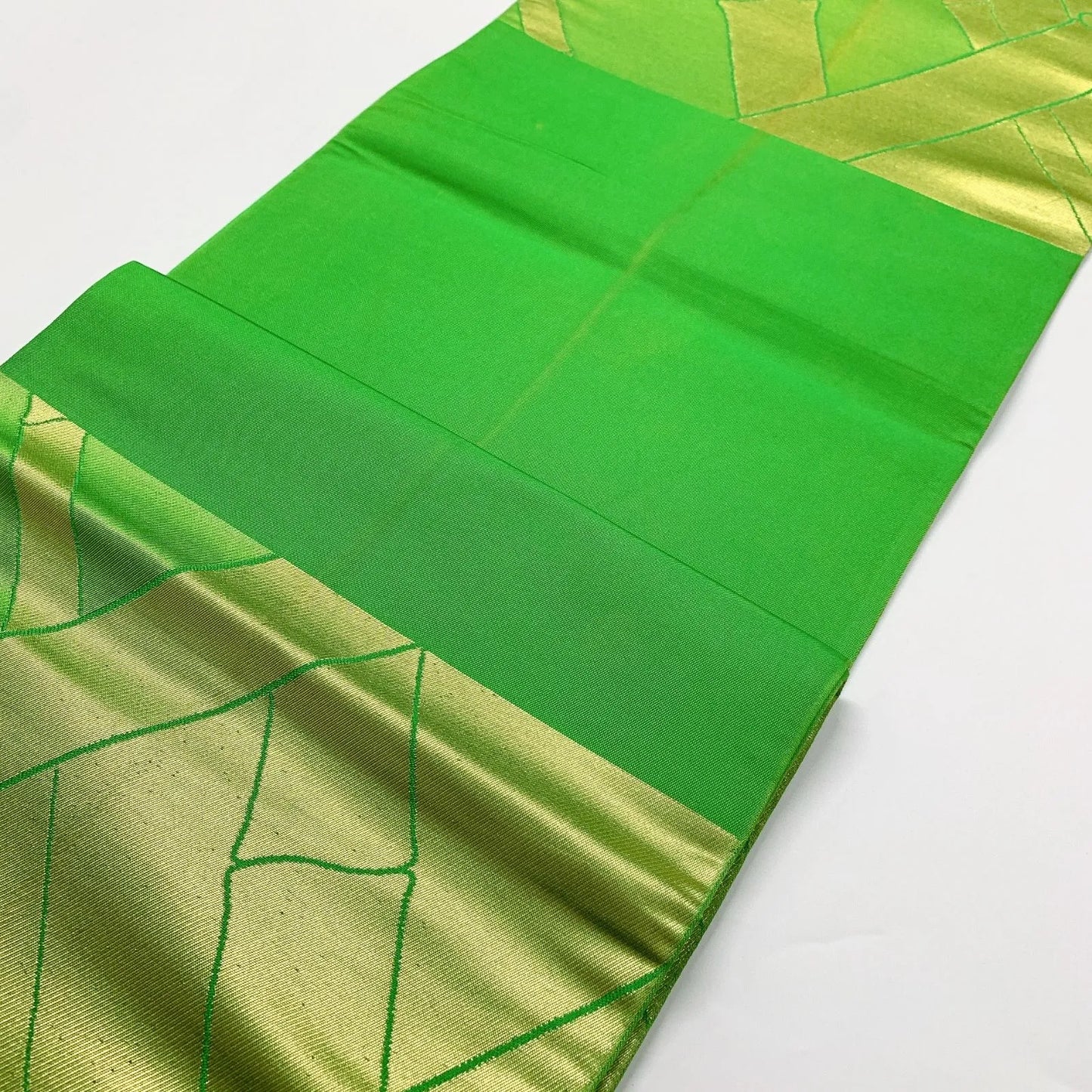 6344# Japanese Vintage Fukuro Obi Belt Kimono Fabric Silk Traditional Green