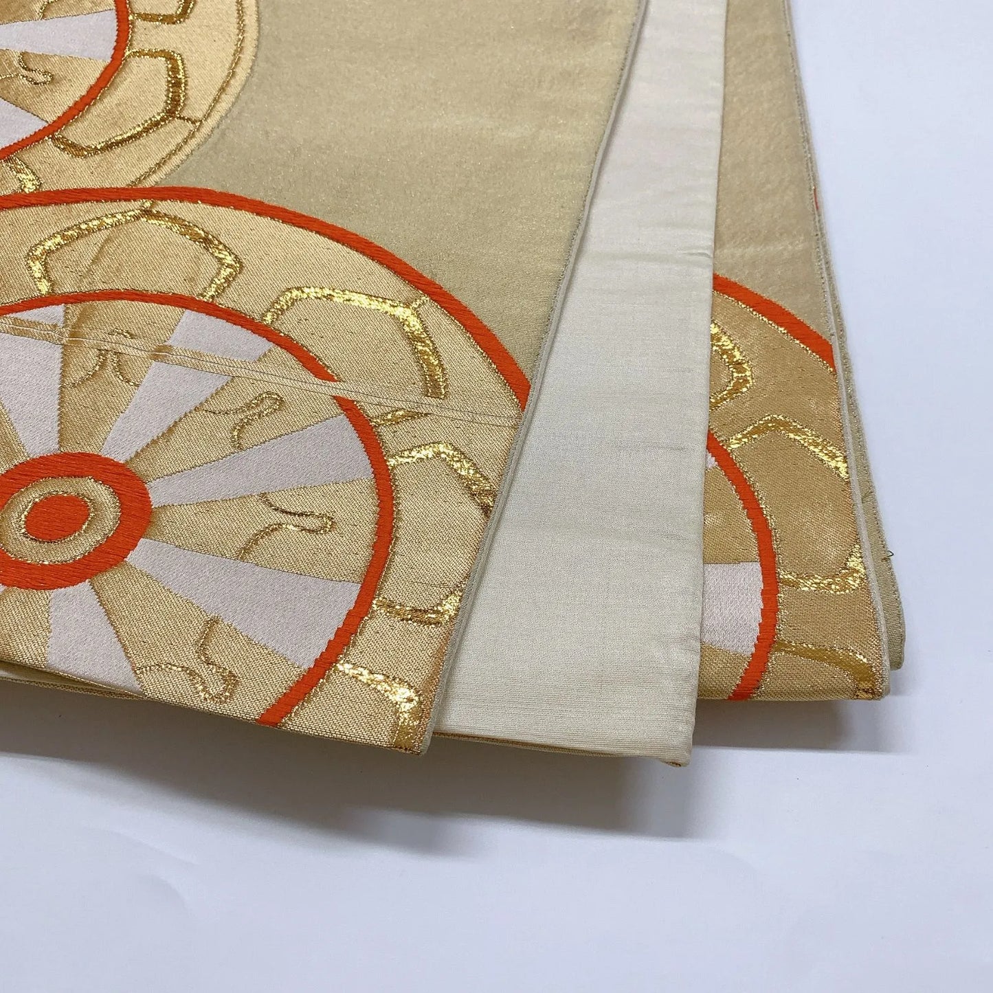 6346# Japanese Vintage Fukuro Obi Belt Kimono Fabric Silk Traditional Gold