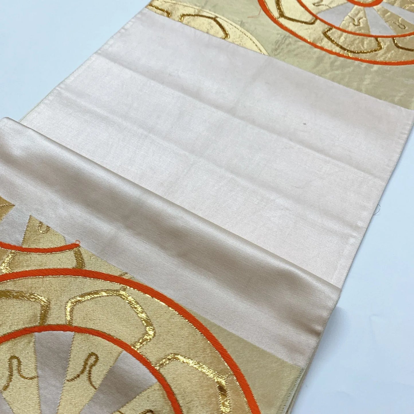 6346# Japanese Vintage Fukuro Obi Belt Kimono Fabric Silk Traditional Gold