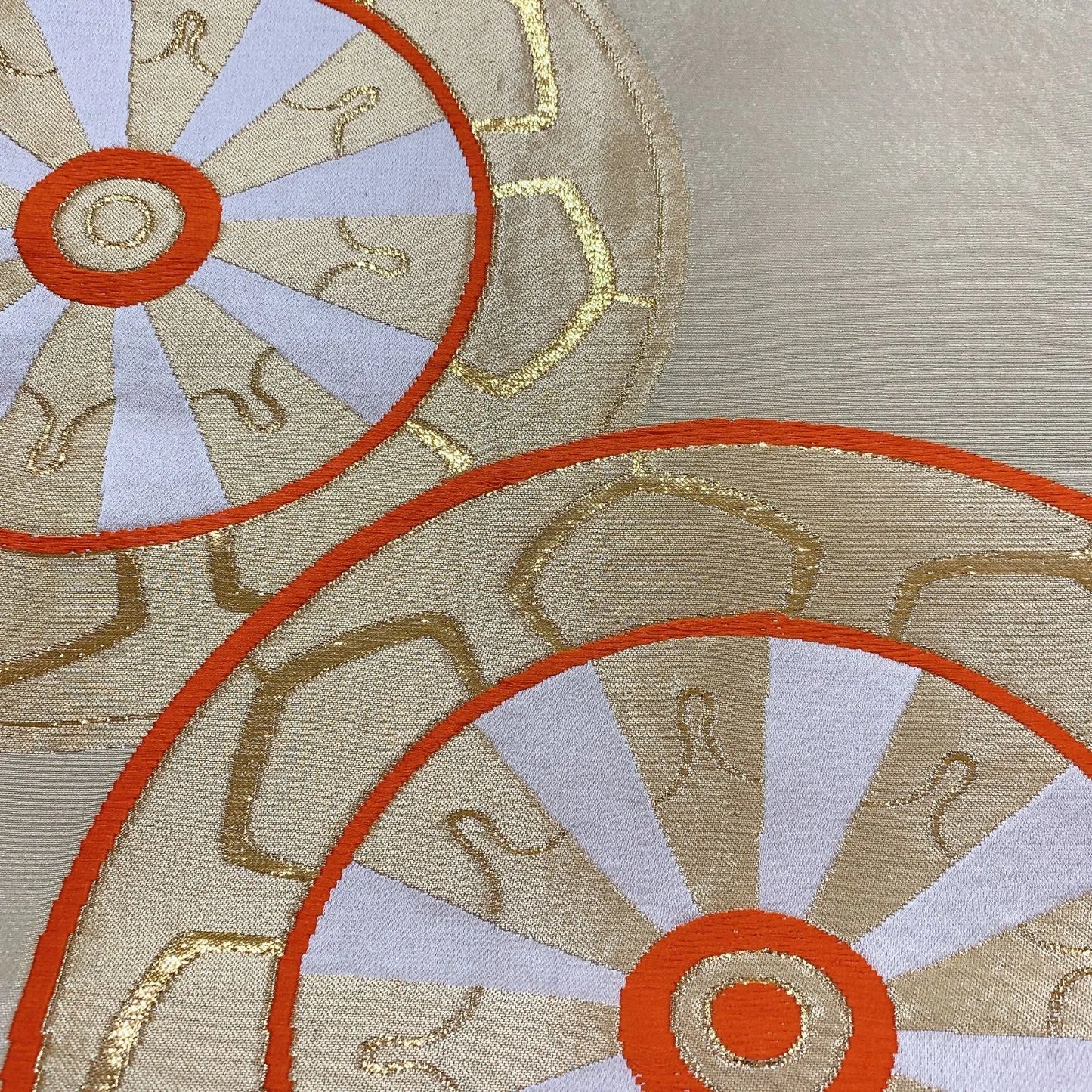 6346# Japanese Vintage Fukuro Obi Belt Kimono Fabric Silk Traditional Gold