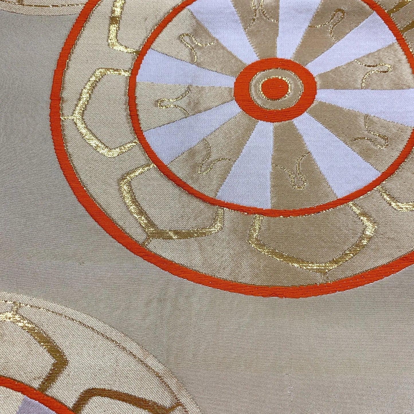 6346# Japanese Vintage Fukuro Obi Belt Kimono Fabric Silk Traditional Gold