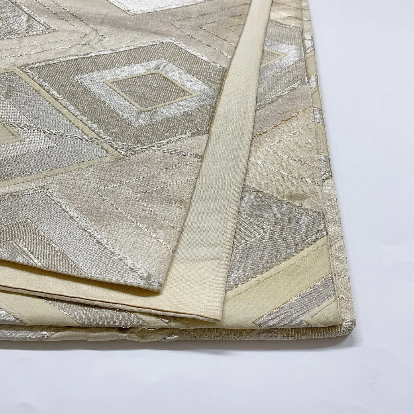 6347# Japanese Vintage Fukuro Obi Belt Kimono Fabric Silk Traditional Silver