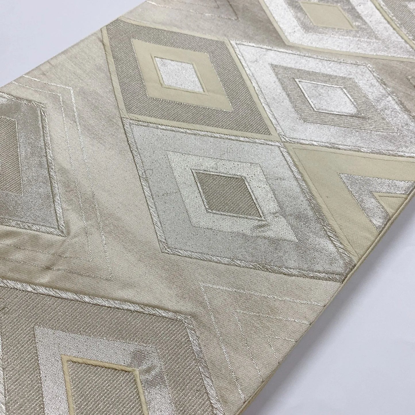 6347# Japanese Vintage Fukuro Obi Belt Kimono Fabric Silk Traditional Silver