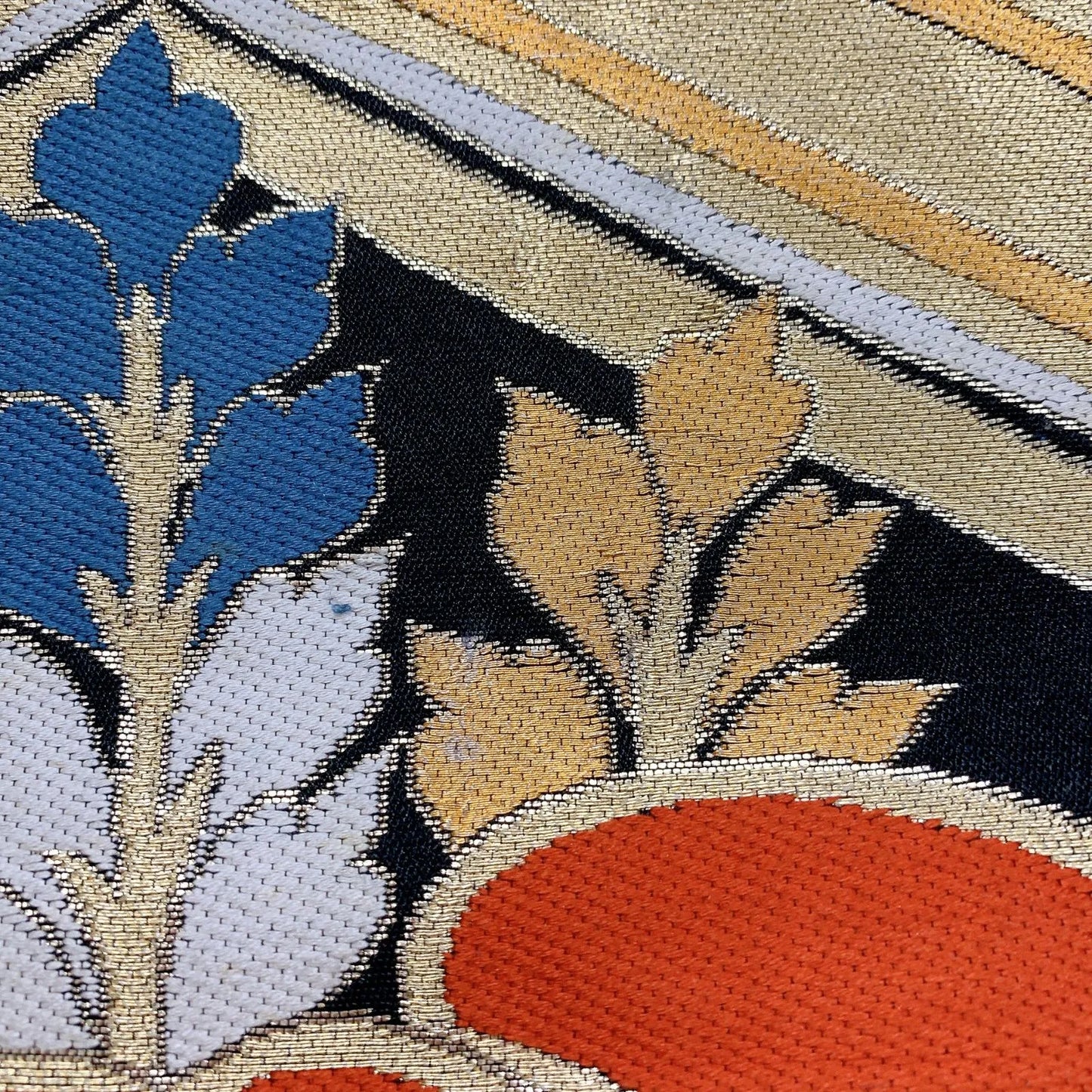 6355# Japanese Vintage Fukuro Obi Belt Kimono Fabric Silk Traditional Black