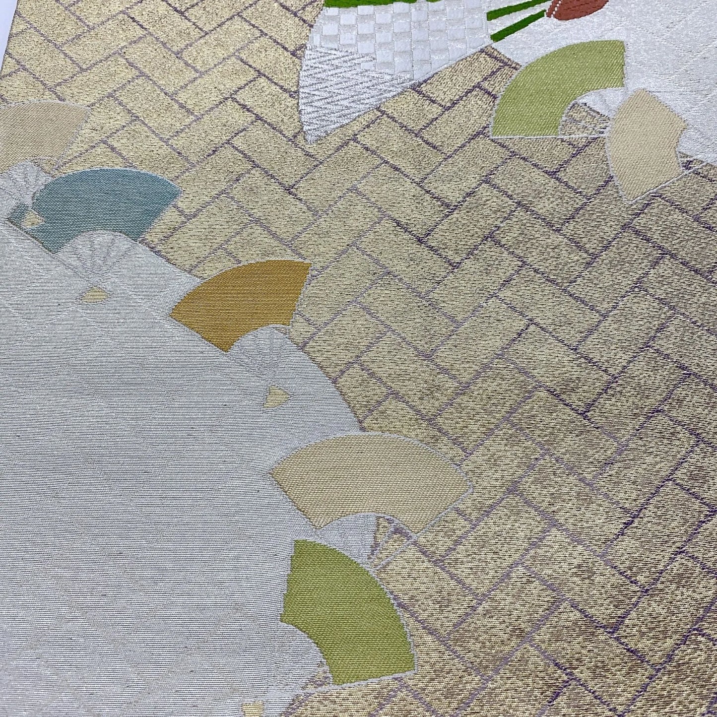 6358# Japanese Vintage Fukuro Obi Belt Kimono Fabric Silk Traditional Gold