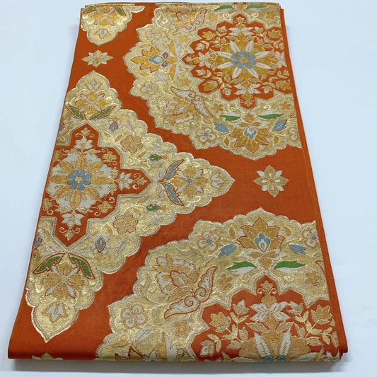 6340# Japanese Vintage Fukuro Obi Belt Kimono Fabric Silk Traditional