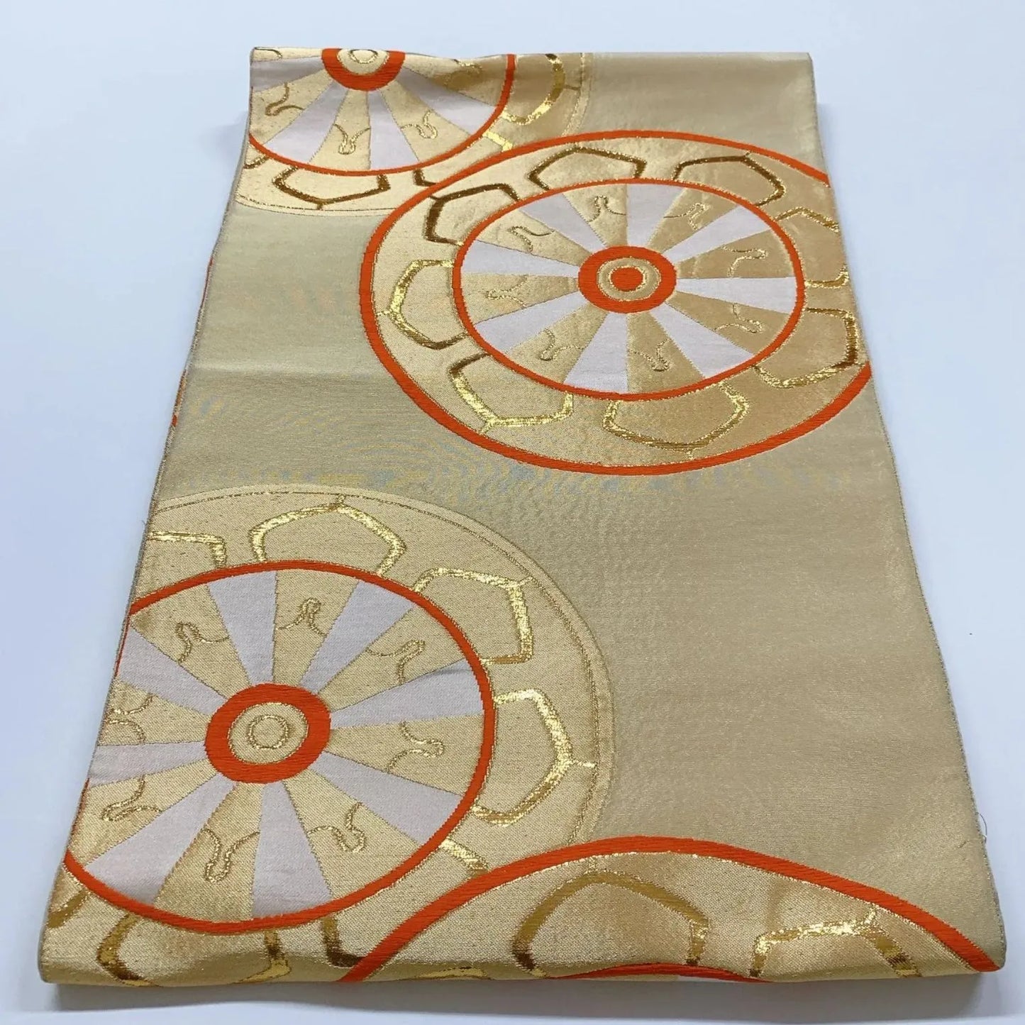 6346# Japanese Vintage Fukuro Obi Belt Kimono Fabric Silk Traditional Gold