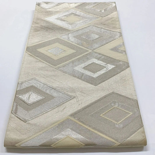 6347# Japanese Vintage Fukuro Obi Belt Kimono Fabric Silk Traditional Silver