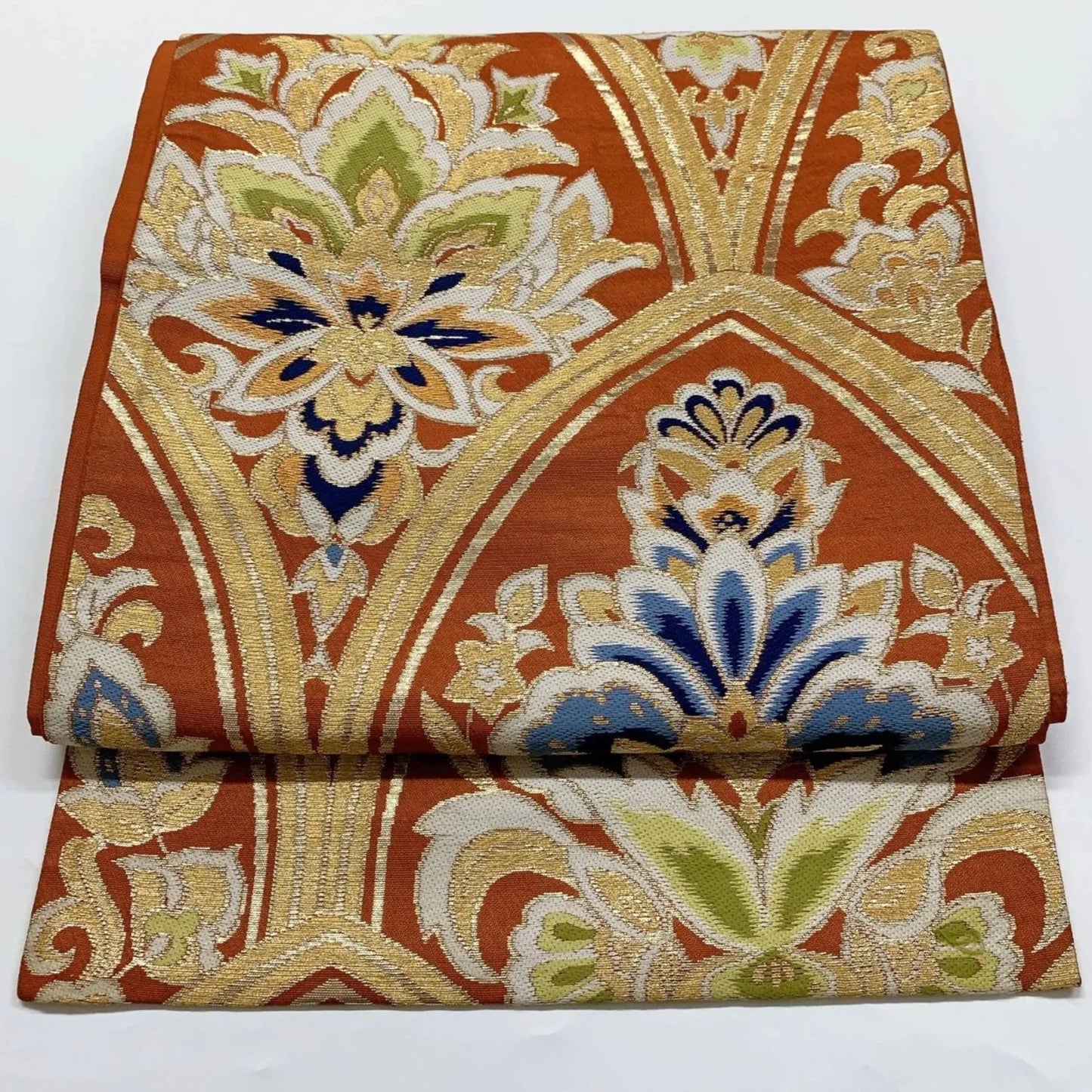 6351# Japanese Vintage Fukuro Obi Belt Kimono Fabric Silk Traditional