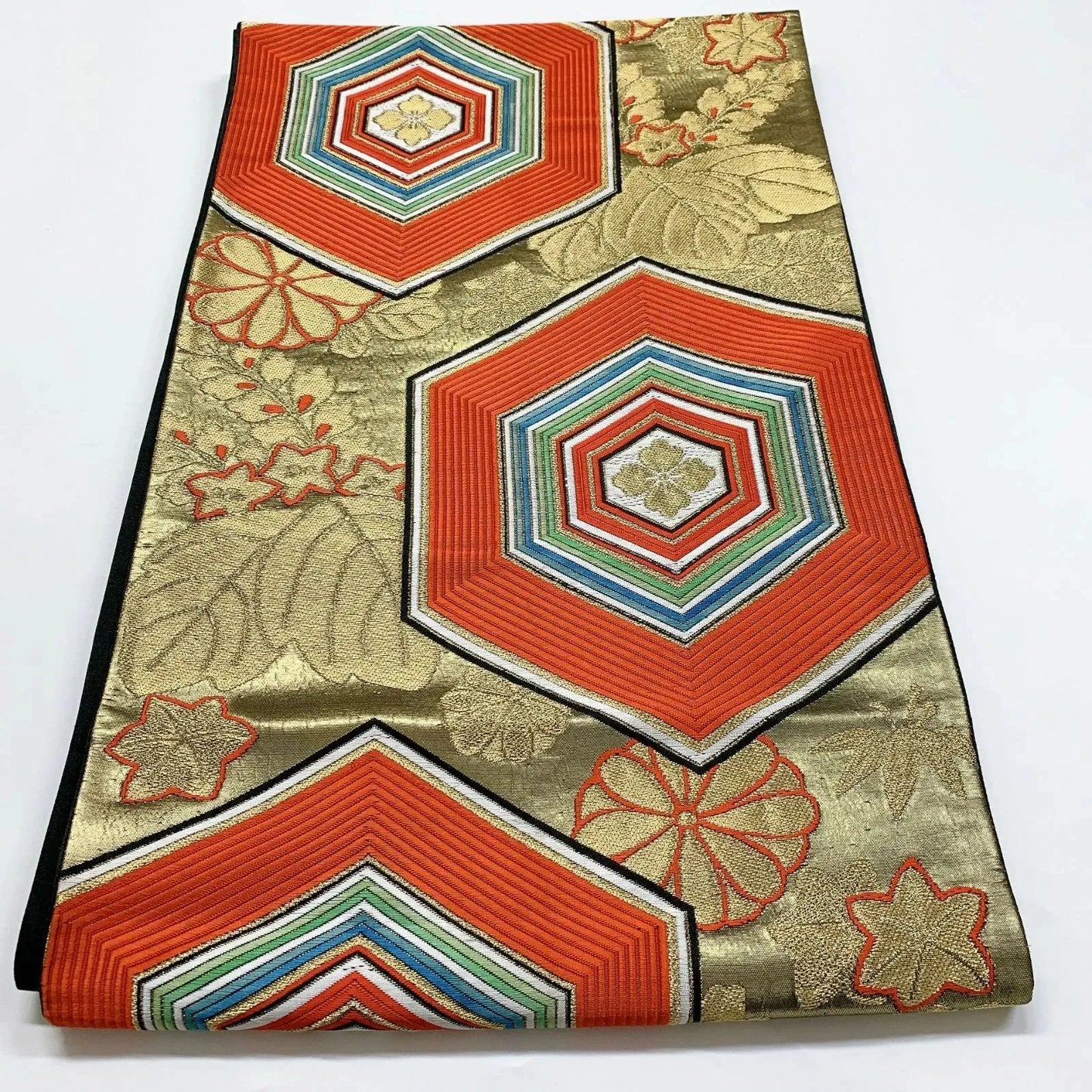 6353# Japanese Vintage Fukuro Obi Belt Kimono Fabric Silk Traditional