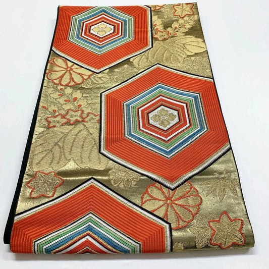 6353# Japanese Vintage Fukuro Obi Belt Kimono Fabric Silk Traditional