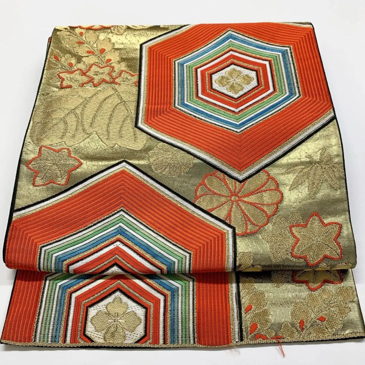 6353# Japanese Vintage Fukuro Obi Belt Kimono Fabric Silk Traditional