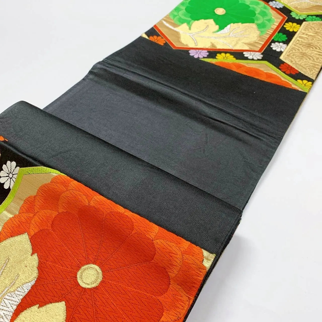 6360# Japanese Vintage Fukuro Obi Belt Kimono Fabric Silk Traditional Embroidery