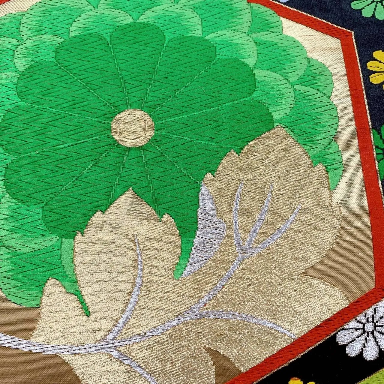 6360# Japanese Vintage Fukuro Obi Belt Kimono Fabric Silk Traditional Embroidery