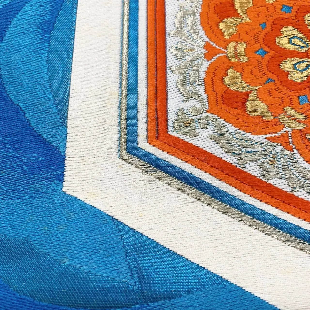 6367# Japanese Vintage Fukuro Obi Belt Kimono Fabric Silk Traditional Embroidery