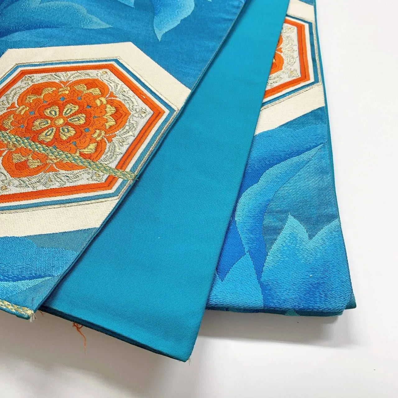 6367# Japanese Vintage Fukuro Obi Belt Kimono Fabric Silk Traditional Embroidery