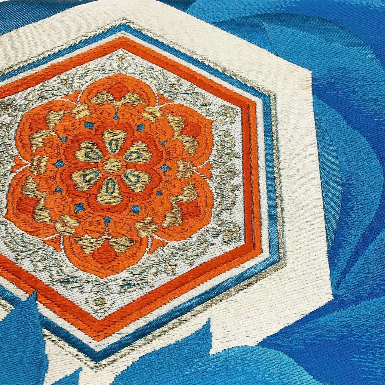 6367# Japanese Vintage Fukuro Obi Belt Kimono Fabric Silk Traditional Embroidery