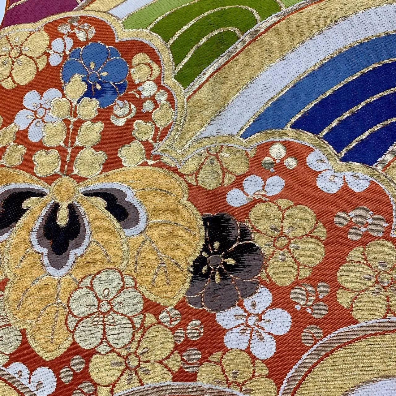 6368# Japanese Vintage Fukuro Obi Belt Kimono Fabric Silk Traditional