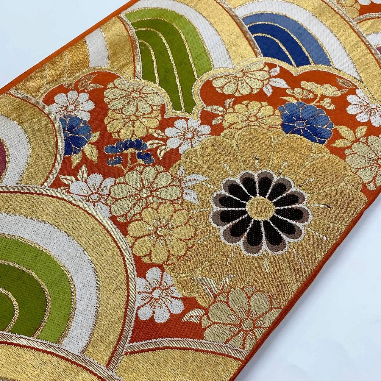 6368# Japanese Vintage Fukuro Obi Belt Kimono Fabric Silk Traditional