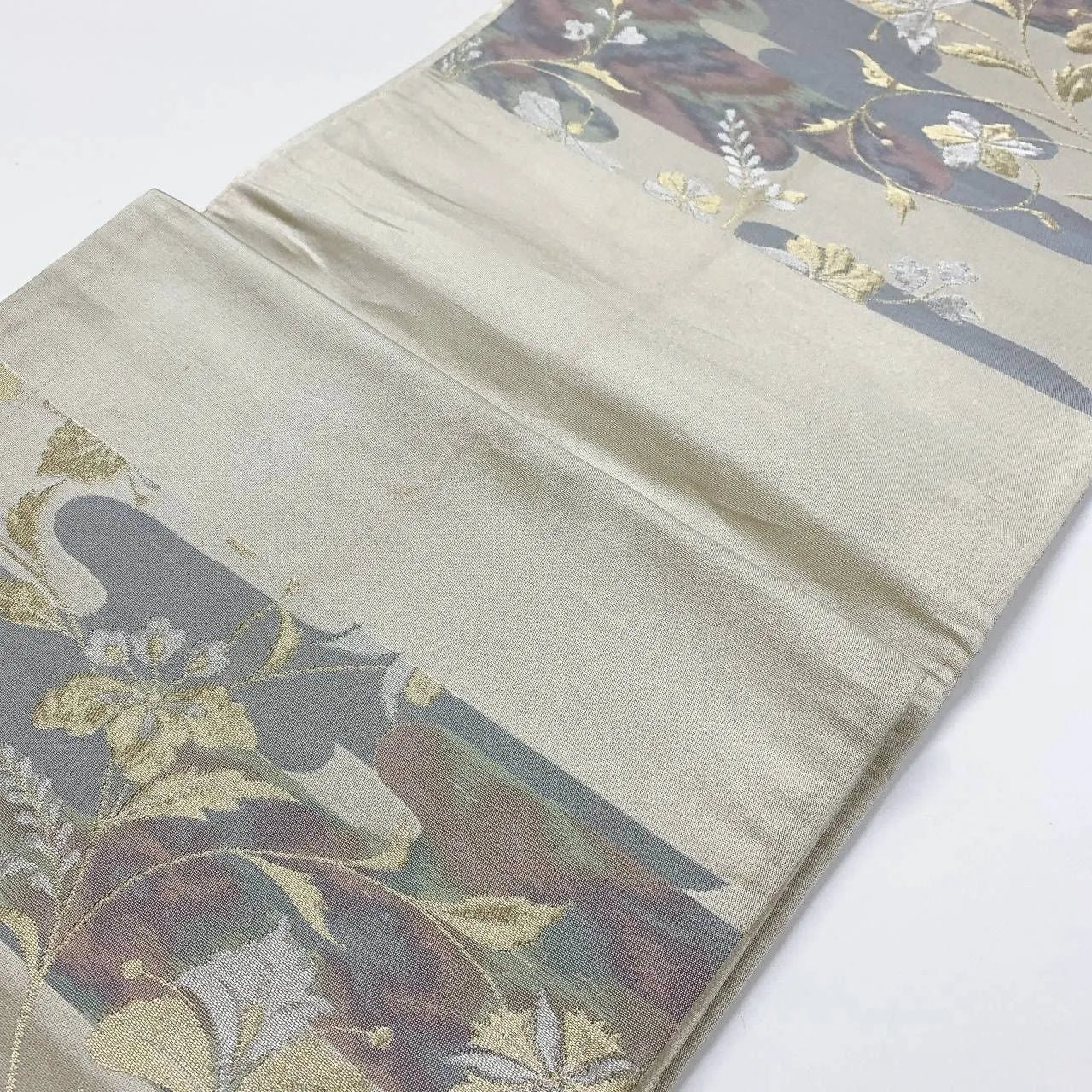 6369# Japanese Vintage Fukuro Obi Belt Kimono Fabric Silk Traditional