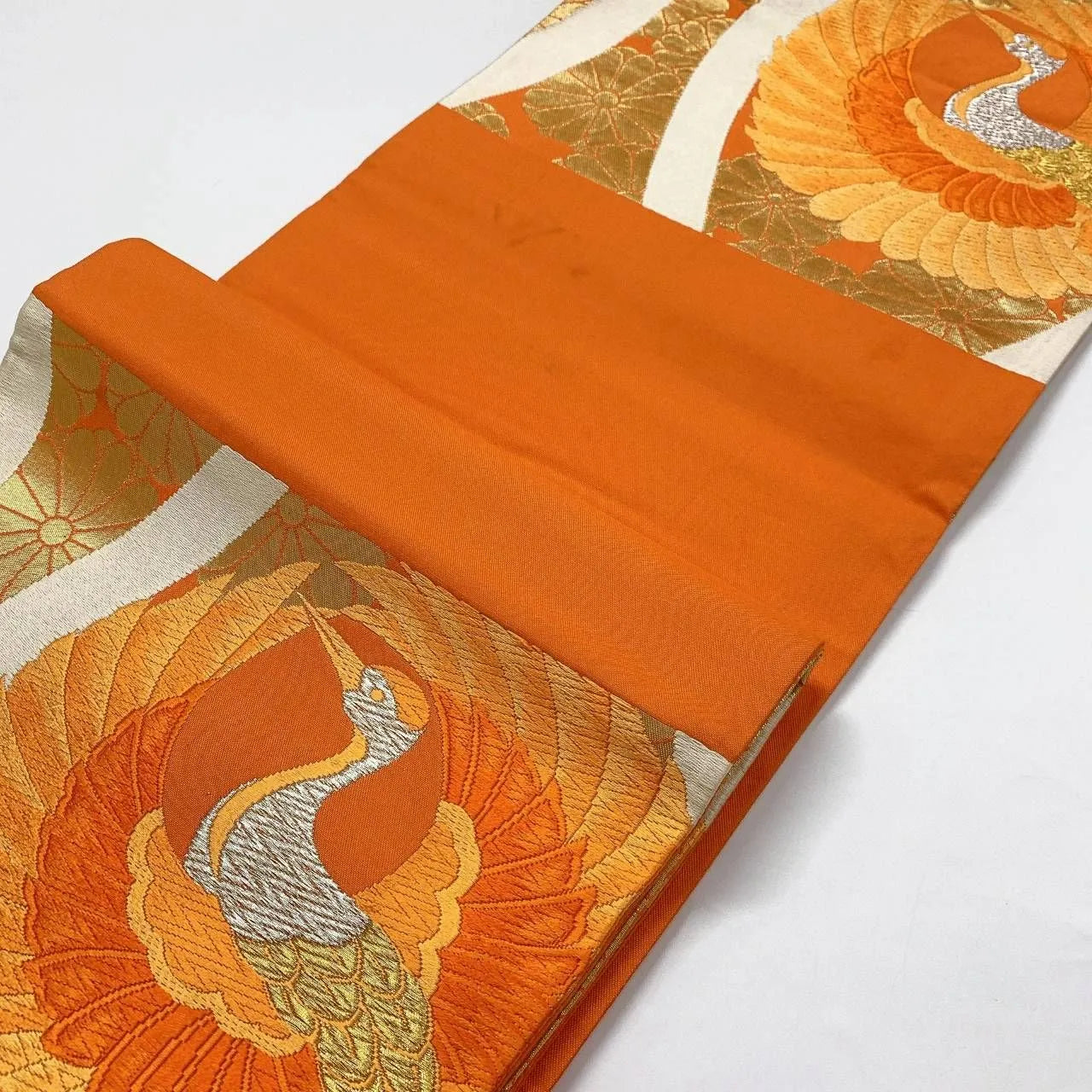 6372# Japanese Vintage Fukuro Obi Belt Kimono Fabric Silk Traditional