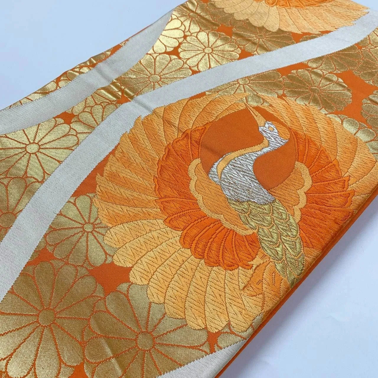 6372# Japanese Vintage Fukuro Obi Belt Kimono Fabric Silk Traditional
