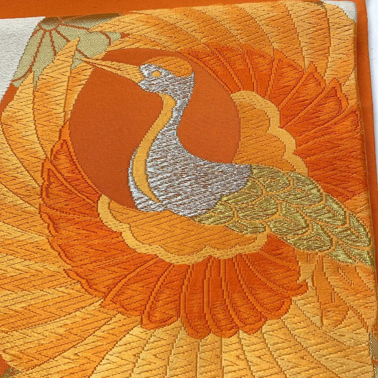 6372# Japanese Vintage Fukuro Obi Belt Kimono Fabric Silk Traditional