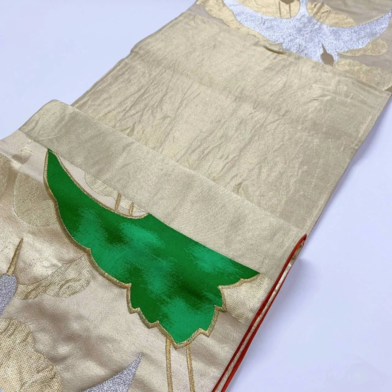 6374# Japanese Vintage Fukuro Obi Belt Kimono Fabric Silk Traditional Untailored