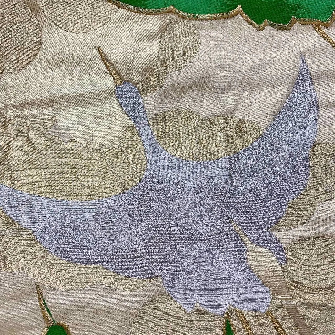 6374# Japanese Vintage Fukuro Obi Belt Kimono Fabric Silk Traditional Untailored