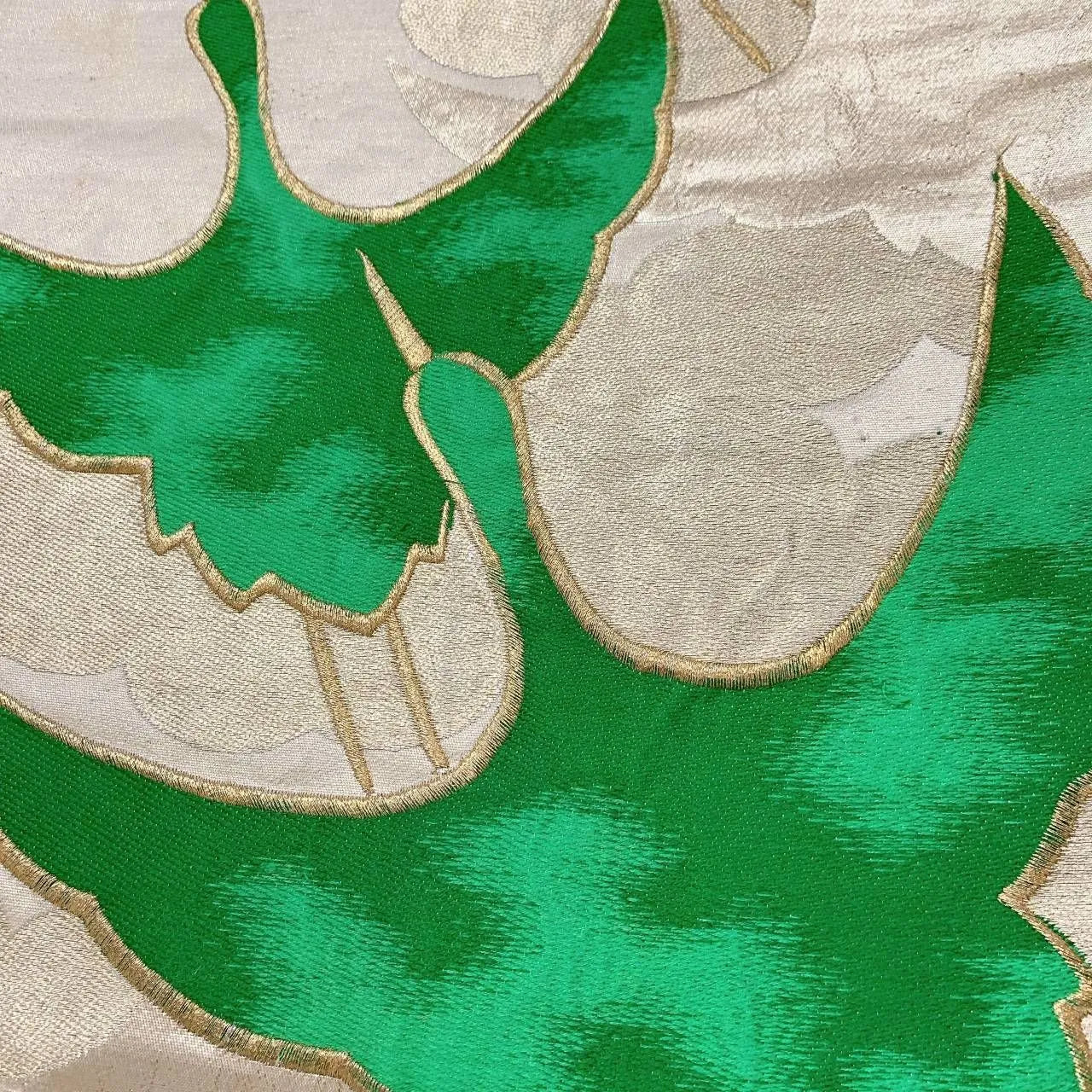 6374# Japanese Vintage Fukuro Obi Belt Kimono Fabric Silk Traditional Untailored