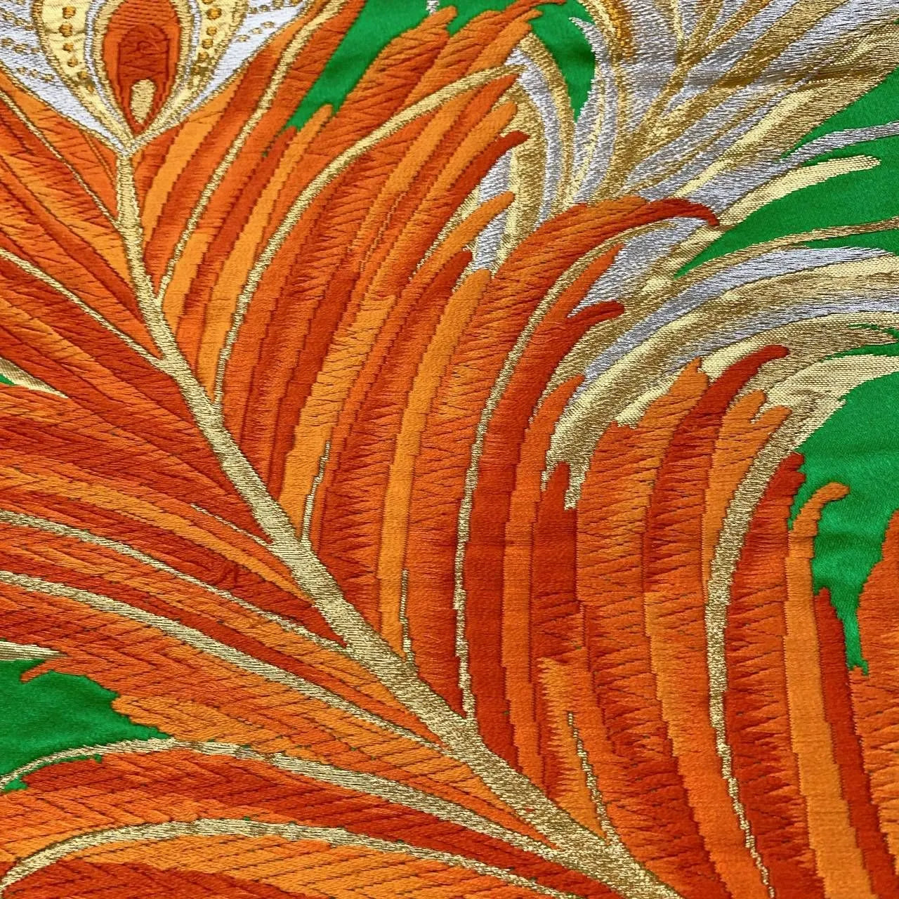 6375# Japanese Vintage Fukuro Obi Belt Kimono Fabric Silk Traditional Embroidery