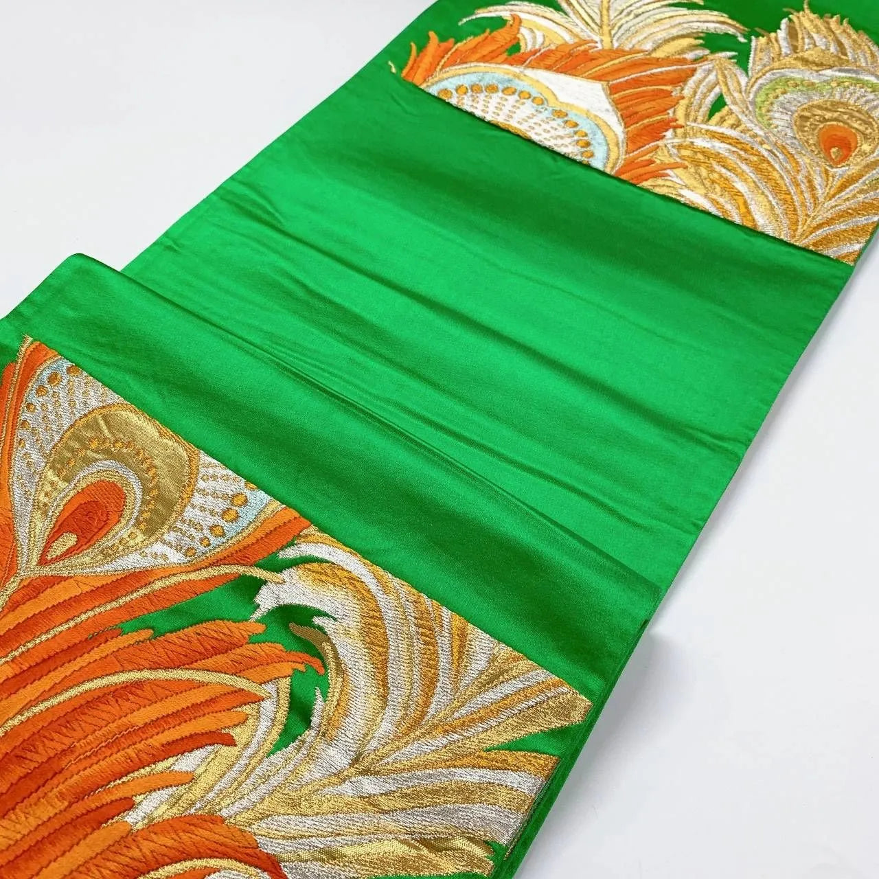 6375# Japanese Vintage Fukuro Obi Belt Kimono Fabric Silk Traditional Embroidery