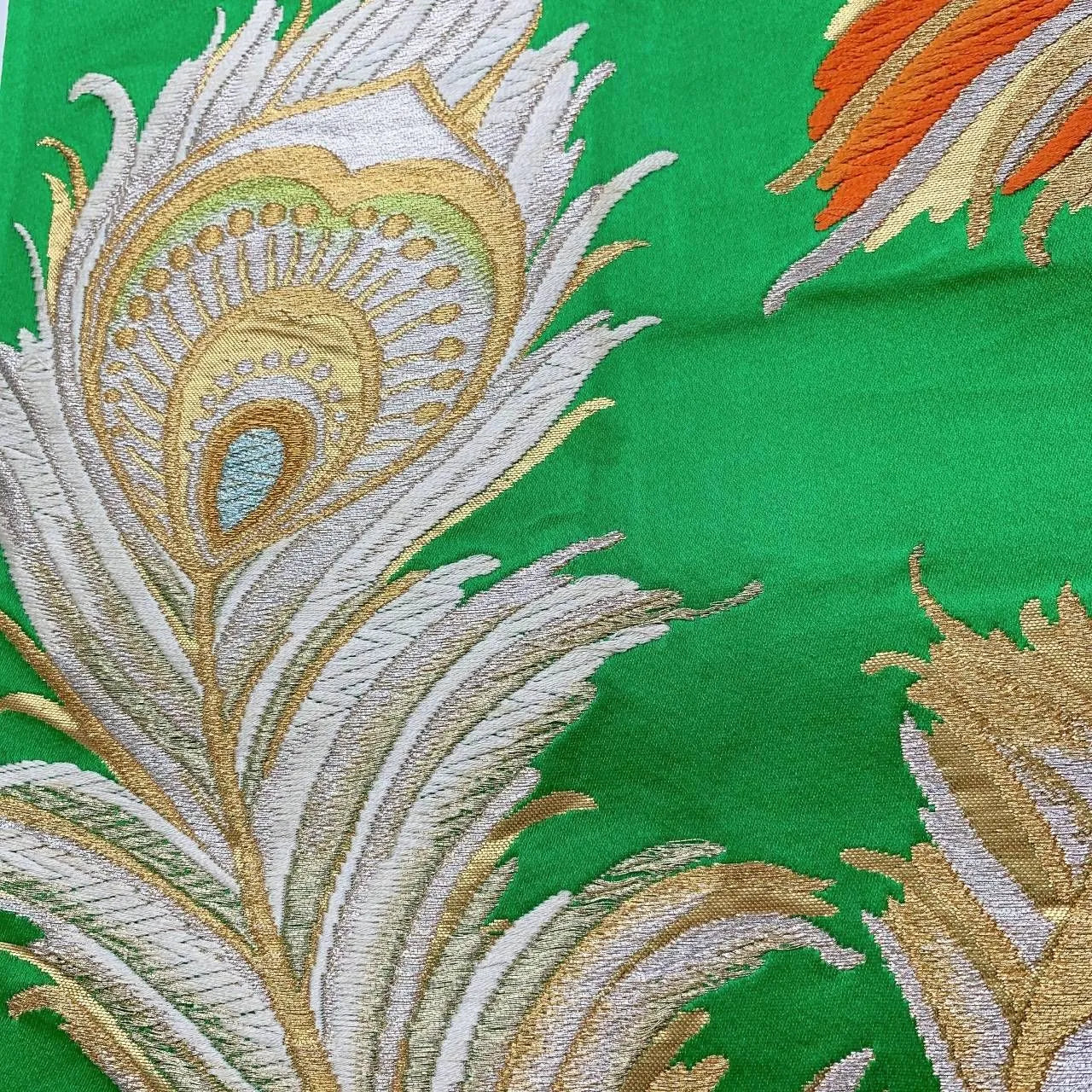 6375# Japanese Vintage Fukuro Obi Belt Kimono Fabric Silk Traditional Embroidery