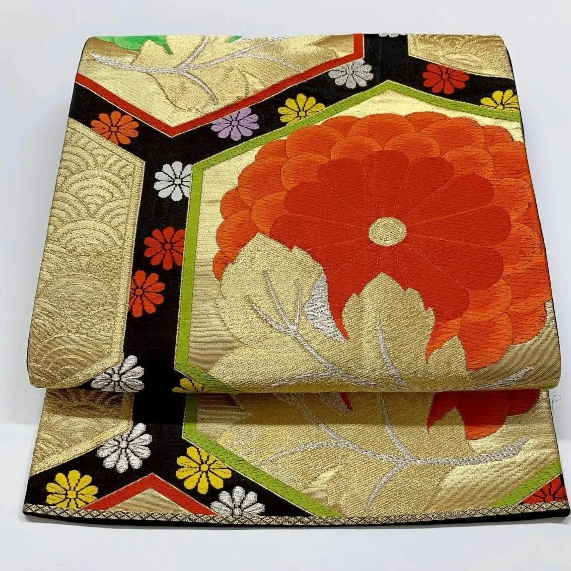 6360# Japanese Vintage Fukuro Obi Belt Kimono Fabric Silk Traditional Embroidery