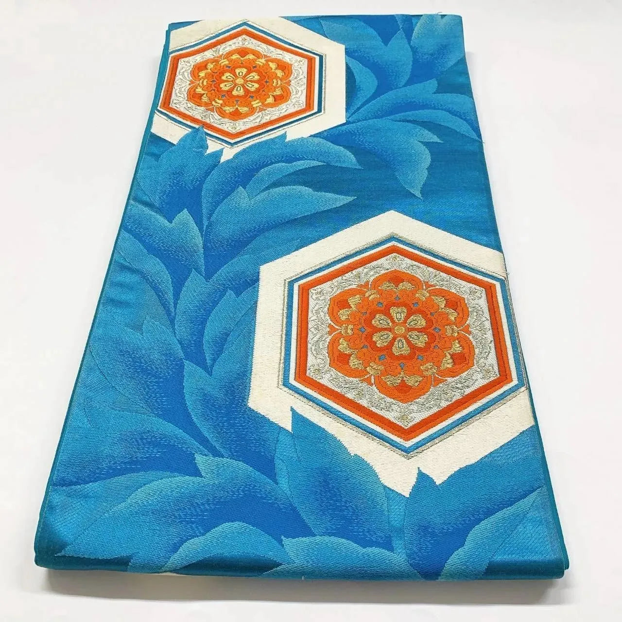 6367# Japanese Vintage Fukuro Obi Belt Kimono Fabric Silk Traditional Embroidery